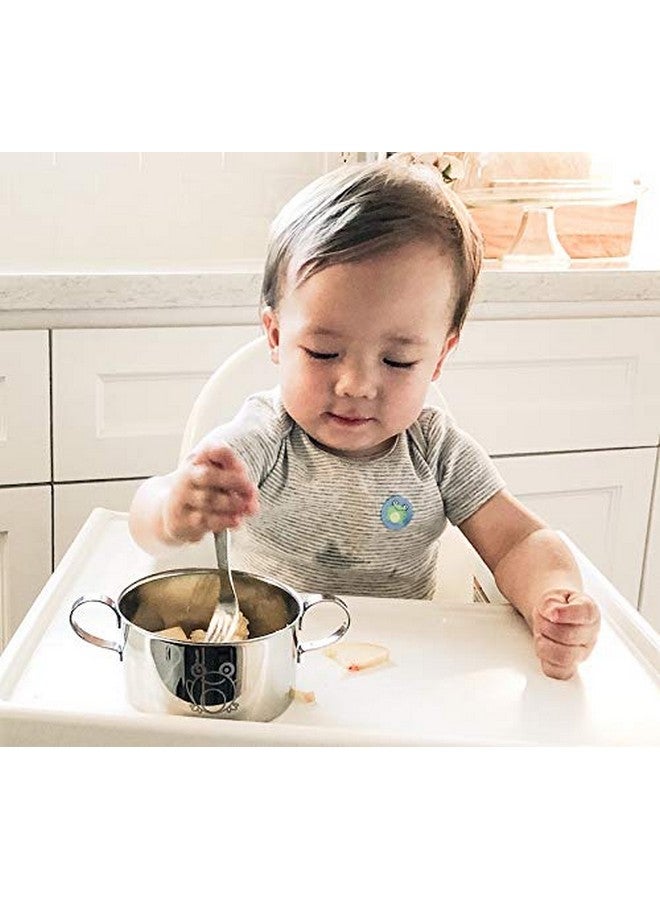 Kiddobloom Baby Stainless Steel Utensil Set. Education series. Stainless #304 (18/8) 5pc Set (2 Spoons, 2 Forks, 1 Baby Butter Spreader/Food Pusher). Suitable for Baby Feeding/Weaning. Elegant Gift - Image 3