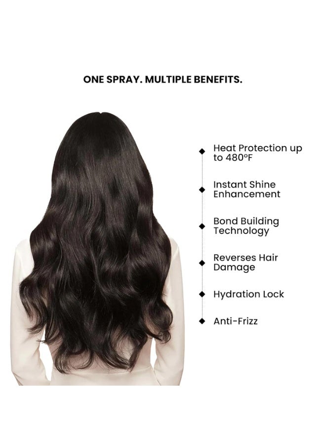 ThriveCo Pro Hair Styling Kit - HEAT PROTECTOR HAIR SPRAY (150ml) + Frizz Tamer Smoothing Hair oil Serum 30ml  | 12+ HOURS SHINE | Instantly Reduces Frizz & Flyaways - Image 4
