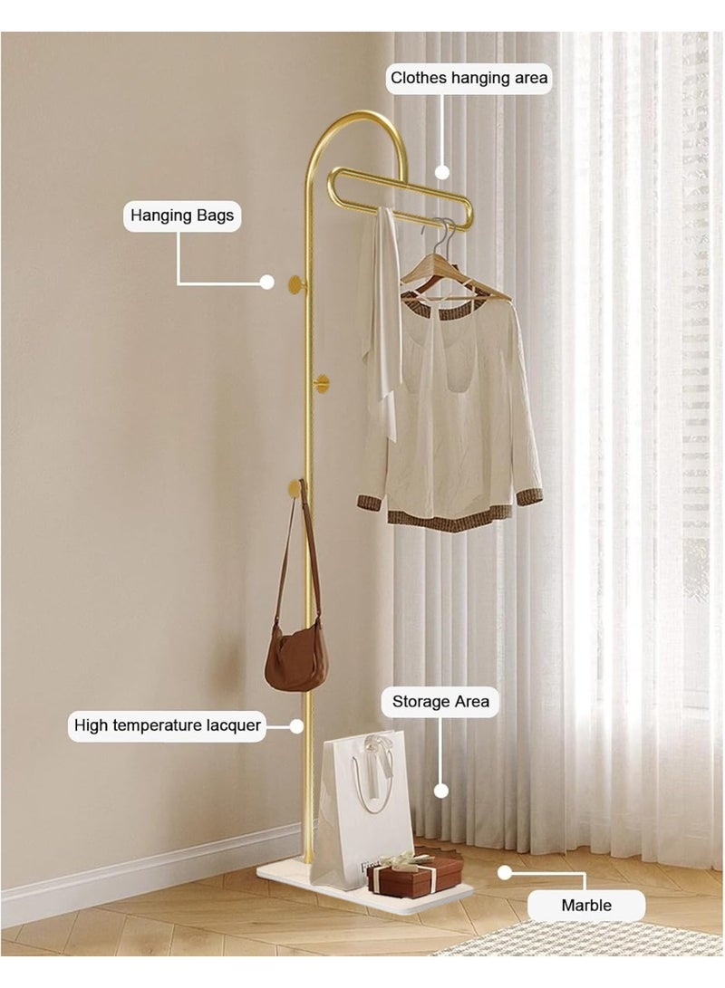 شو وو رف ملابس معدني بسيط، رف معاطف مدمج قائم على الأرض، رف معاطف معلق منزلي، رف ملابس متحرك لتعليق الملابس والمعاطف والتنانير - Image 2