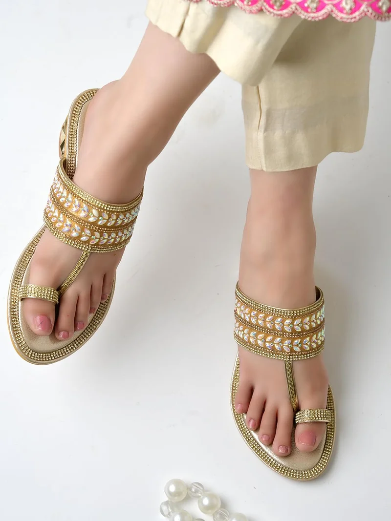 Shoetopia Shoetopia Women’s Golden Heel Sandals Block Heel Party Footwear Slip-On Footwear Elegant Shimmery Sandals for Wedding, Festive & Casual Outfits EU36