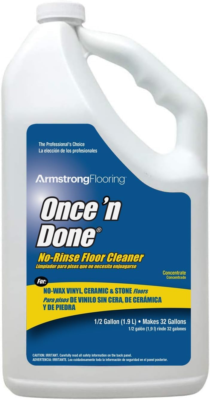 Armstrong Once 'N Done No-Rinse Floor Cleaner Concentrate, 1/2 Gallon (64 oz) - Citrus Scent
