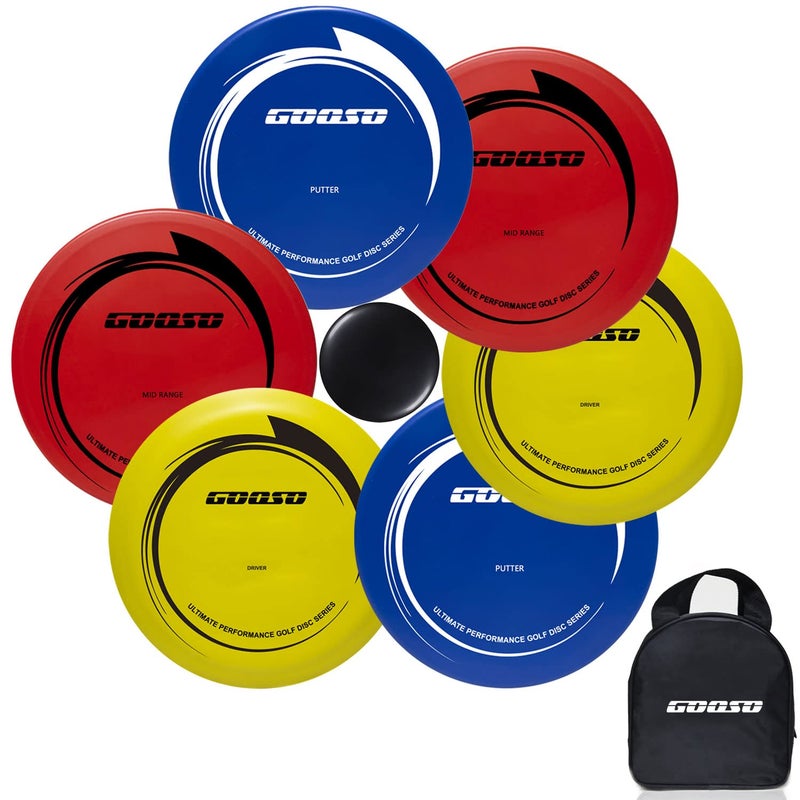 GOOSO Disc Golf Set Driver MidRange and Putter Discs with Disc Golf Bag for Outdoor and Backyard Comfortable Plastic 6 Pack - Image 2