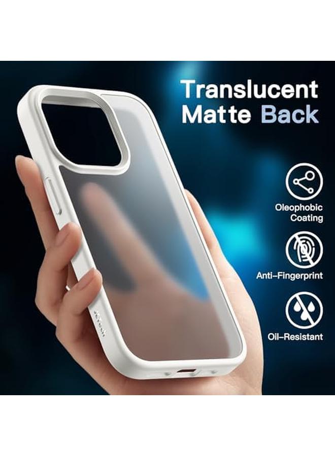 Jetech 5 In 1 Matte Case For Iphone 15 Pro Max 6.7 Inch With 2 Pack Each Tempered Glass Screen Protector And Camera Lens Protector Translucent Back Shockproof Phone Cover White - Image 4