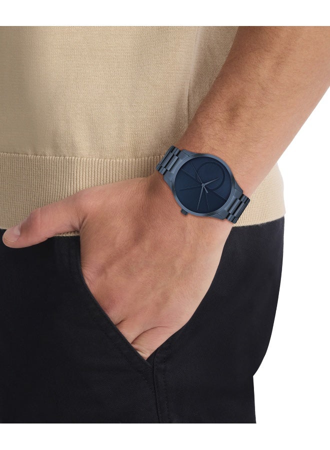 CALVIN KLEIN ROUND ANALOG UNISEX'S BLUE CASE WATCH - 25300026 - Image 3