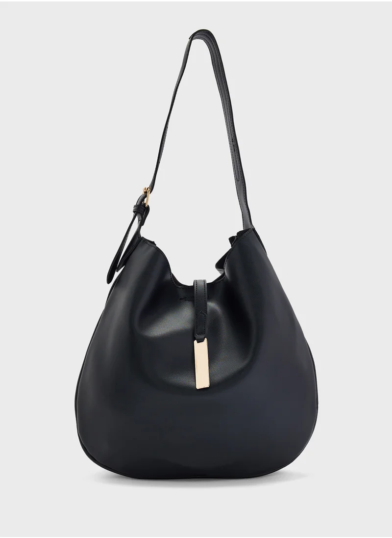 ايلا Metal Trim Detail Large Hobo Bag