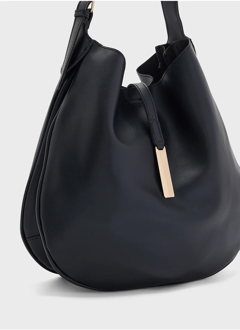 ايلا Metal Trim Detail Large Hobo Bag