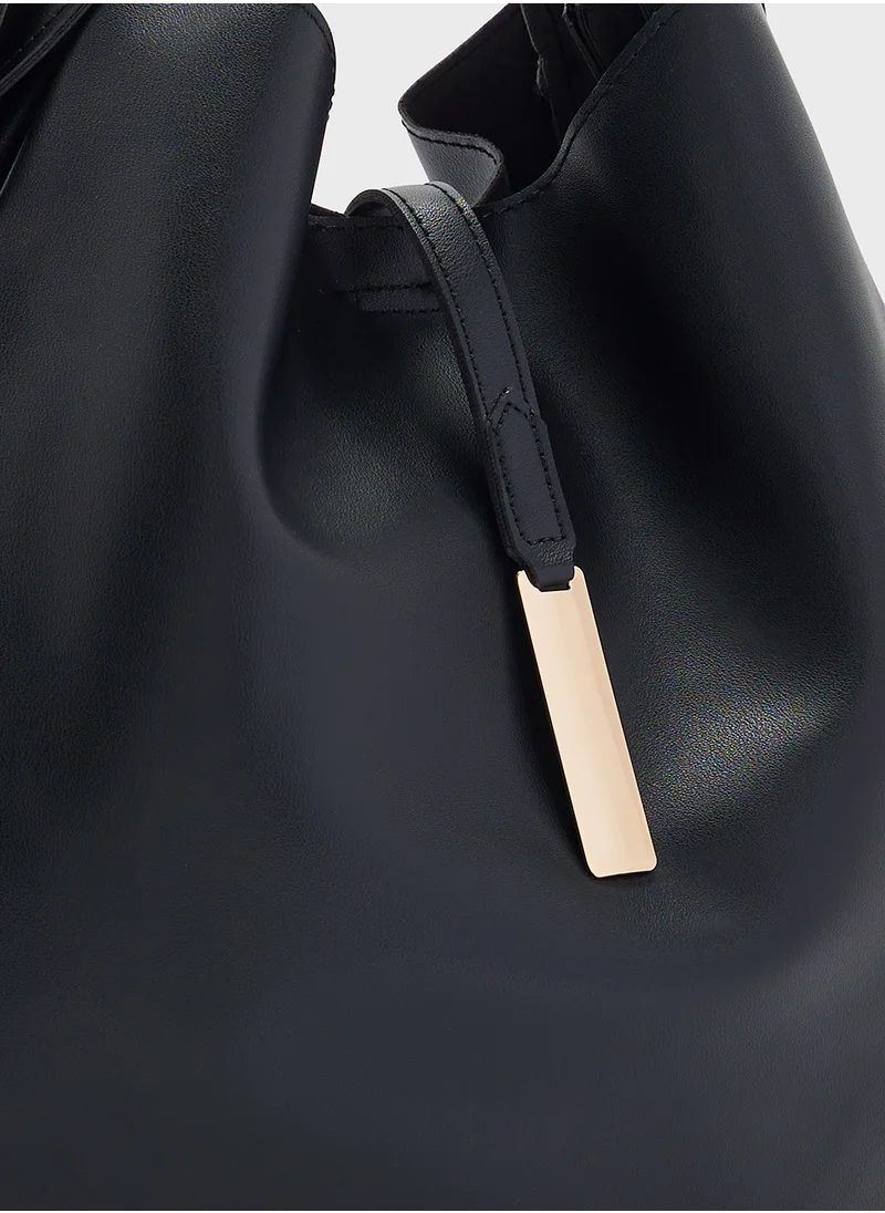 ايلا Metal Trim Detail Large Hobo Bag