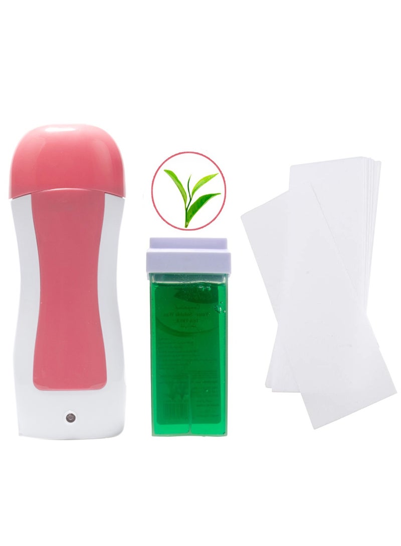 Depilatory Wax Melting Machine And Paper Set with Green Tea Depilatory Wax Refill