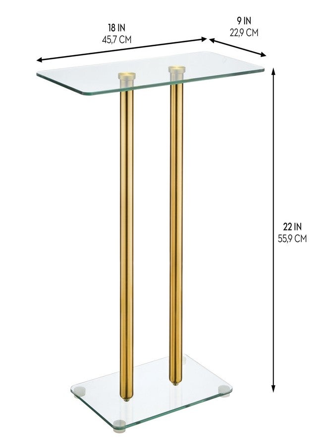IDesign InterDesign iDesign Small Drink Table - Pedestal Drink Table for Small Spaces - Clear/Soft Brass - Image 2