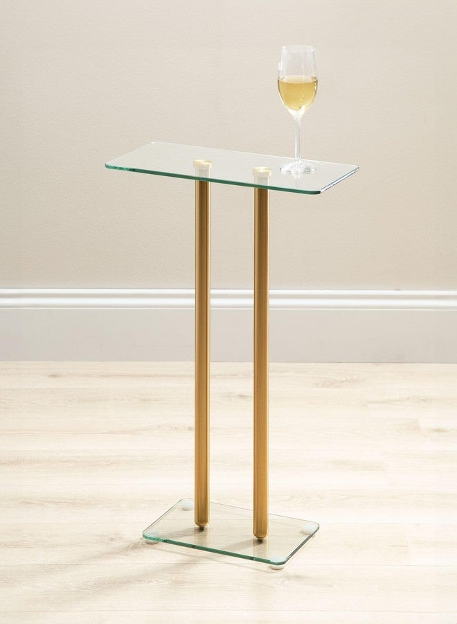 IDesign InterDesign iDesign Small Drink Table - Pedestal Drink Table for Small Spaces - Clear/Soft Brass - Image 4
