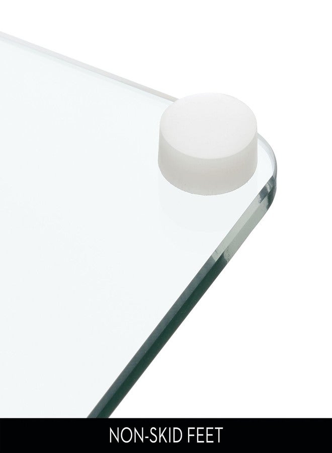 IDesign InterDesign iDesign Small Drink Table - Pedestal Drink Table for Small Spaces - Clear/Soft Brass - Image 3