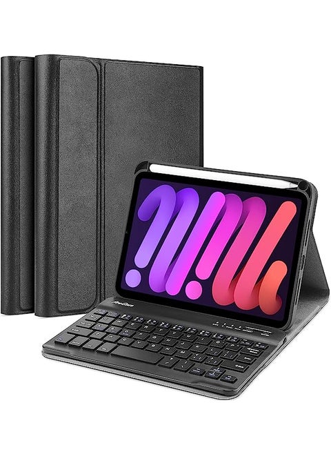 Ipad Mini 6 Keyboard Case 2021, Slim Shell Lightweight Cover With Magnetically Detachable Wireless Keyboard And Pencil Holder For 8.3 Inch Ipad Mini 6Th Generation -Black