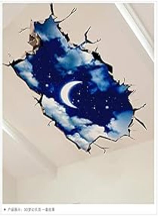 OR Fresh style Home Furnishing arrt decal Moon Sky 3D stereo wall sticker PVC removable painting sticker Bedroom Ceiling Sitting room TV background decorative decal 