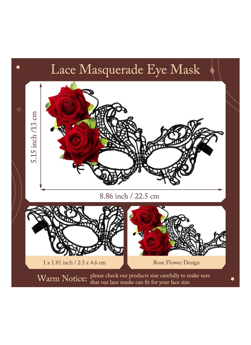 Masquerade Mask for Women, Multicolored Rose Flower Lace Venetian Face Cover for  Mardi Gras Party, Mask Evening Prom, Ball Mask Bar Costumes Accessory Venetian Ball Prom (3 packs)  - Image 5