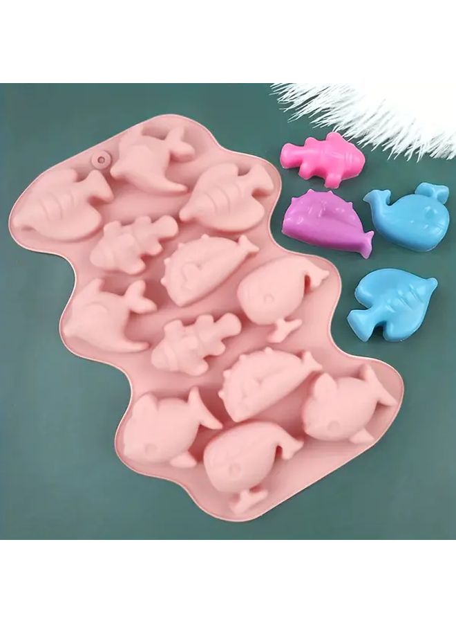 2pcs Pink Marine Animal Silicone Molds Heart Shaped for Baking Candy Cake - Image 5