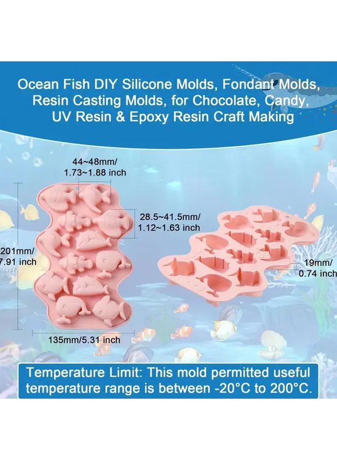 2pcs Pink Marine Animal Silicone Molds Heart Shaped for Baking Candy Cake - Image 4