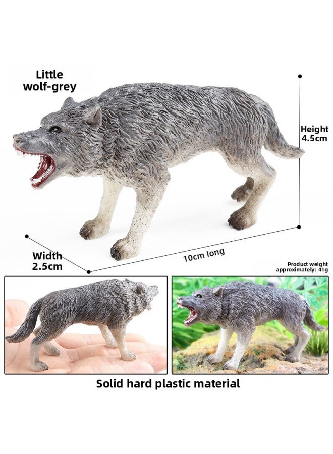 Children's Toy Solid Simulation Wild Animal Recognition Model Forest Animal Wolf Howling White Wolf Handheld Ornament-Color:Jz Little Wolf (gray) - Image 1