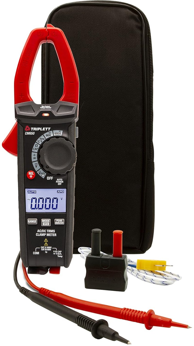 Triplett Triplett CM650 True RMS 6000 Count 600A ACDC Clamp Meter with Inrush  - Image 2