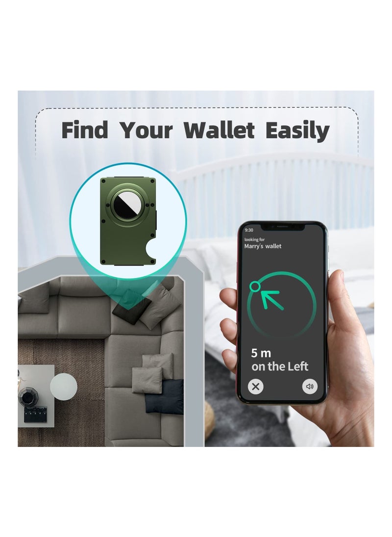 Captaintech For AirTag Wallet for Men, Slim Minimalist RFID Blocking for Air Tag Holder Front Pocket Metal Wallet, Card Holder with Money Clip (Army Green)  - Image 2