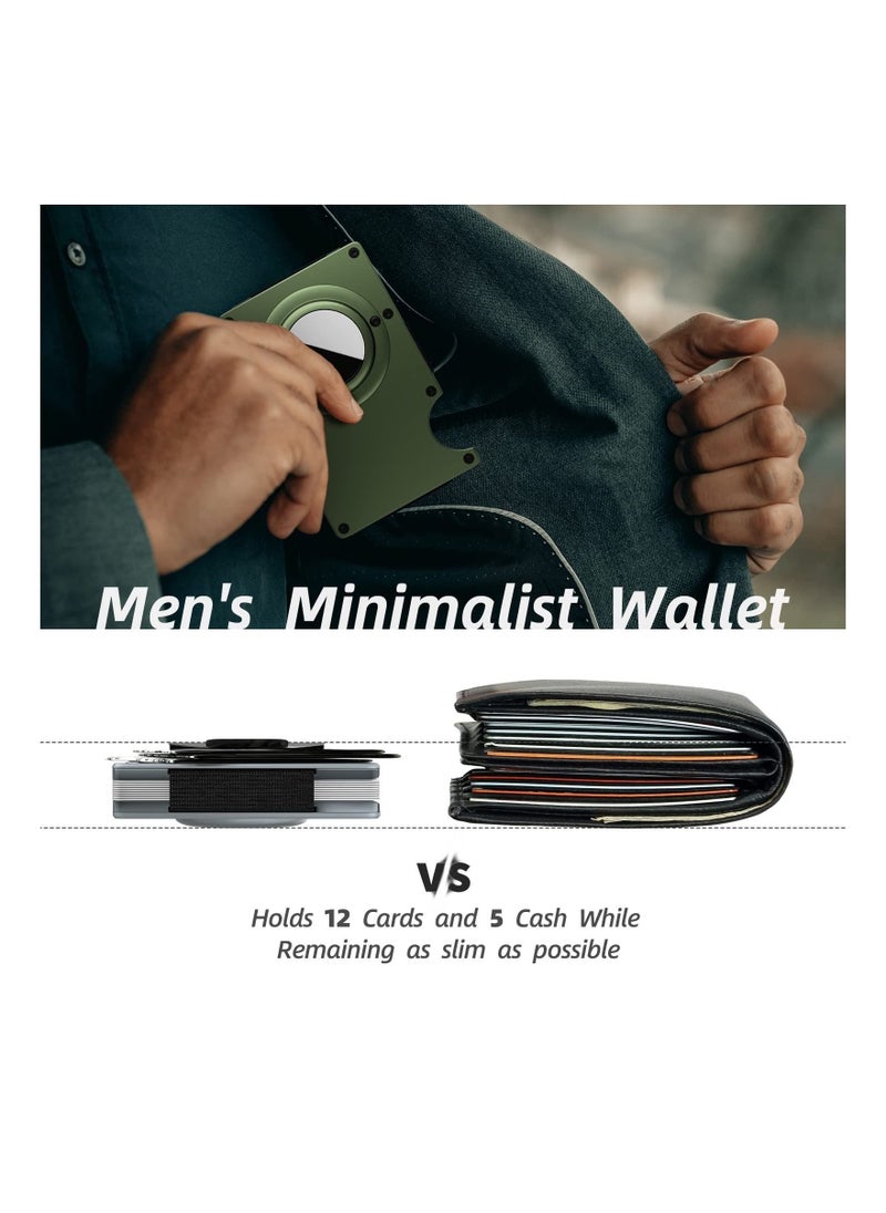Captaintech For AirTag Wallet for Men, Slim Minimalist RFID Blocking for Air Tag Holder Front Pocket Metal Wallet, Card Holder with Money Clip (Army Green)  - Image 4