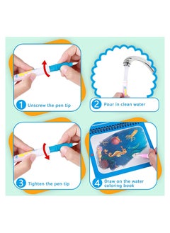 KASTWAVE 4-Piece Cartoon Water Coloring Magic Book With Water Pen For Toddlers And Kids  - Image 4