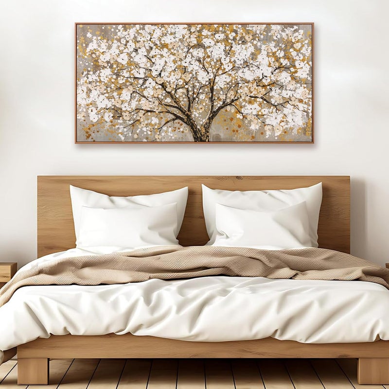 EMODA ALAYRA Gold Tree of Life Wall Art with Outer Frame, Large Abstract Nature Canvas Wall Painting for Living Room, Bedroom & Office, Modern Framed Wall Decor, 60 x 120 cm - Image 5