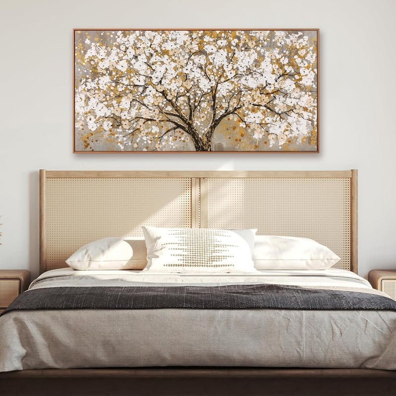 EMODA ALAYRA Gold Tree of Life Wall Art with Outer Frame, Large Abstract Nature Canvas Wall Painting for Living Room, Bedroom & Office, Modern Framed Wall Decor, 60 x 120 cm - Image 3