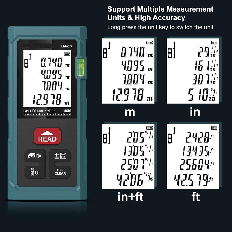 Rangefinder LM40D Distance Meter Self-Calibration Volume/Area/Angle/Pythagorean Theorem - Image 5