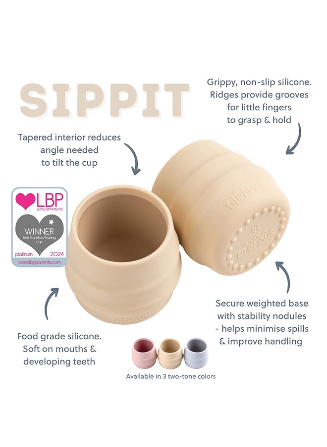bibado - Sippit™ Silicone Trainer Cup 2-Pack, Suitable For 4 Months+, Transition To Open-Cup Drinking - Fawn - Image 1