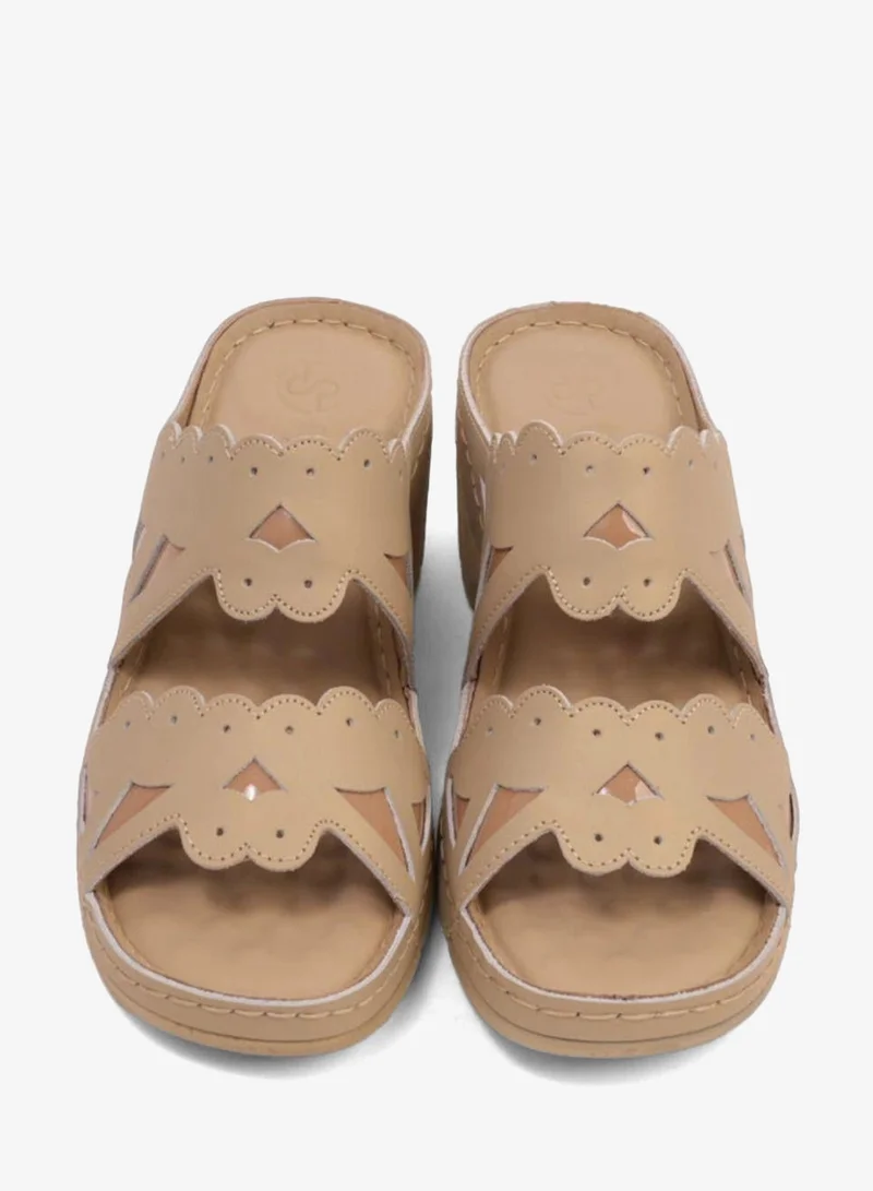 Comfort Plus  COMFORT PLUS OPEN -TOE SANDALS WITH CUTOUT DESIGN BEIGE for Women | Best Price UAE
