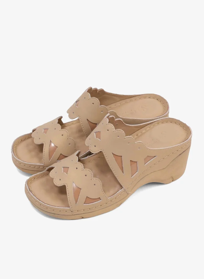 Comfort Plus  COMFORT PLUS OPEN -TOE SANDALS WITH CUTOUT DESIGN BEIGE for Women | Best Price UAE