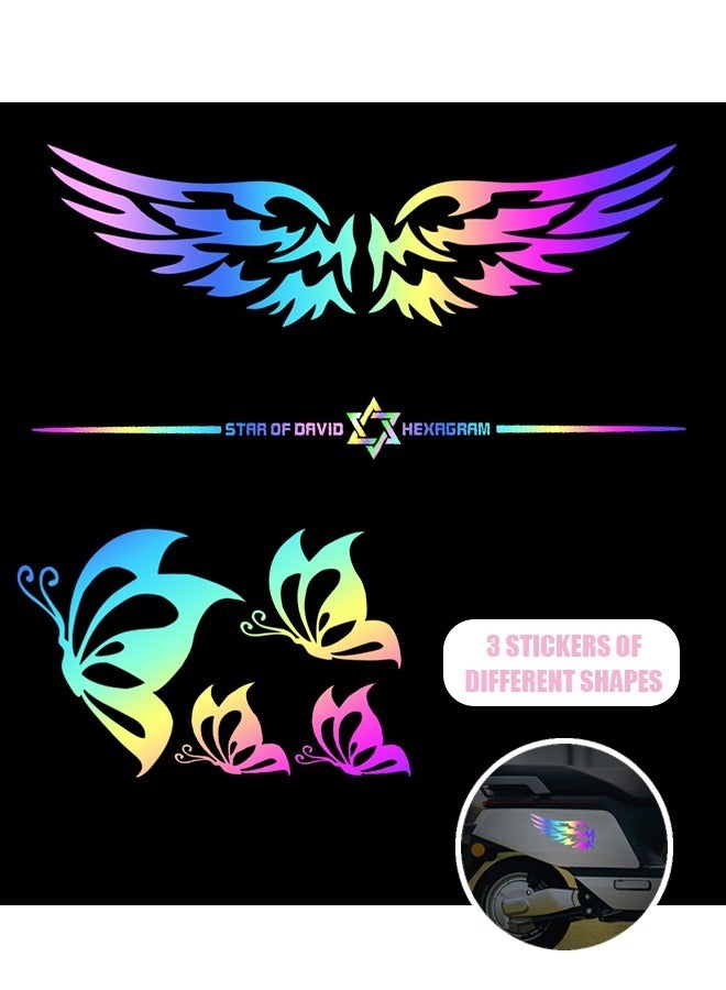 3 Sheets Flame Reflective Stickers for Car, Colorful Laser Vinyl Waterproof Decals, DIY Body Side Truck SUV Off Road Vehicles Skateboard (Colorful) - Image 1