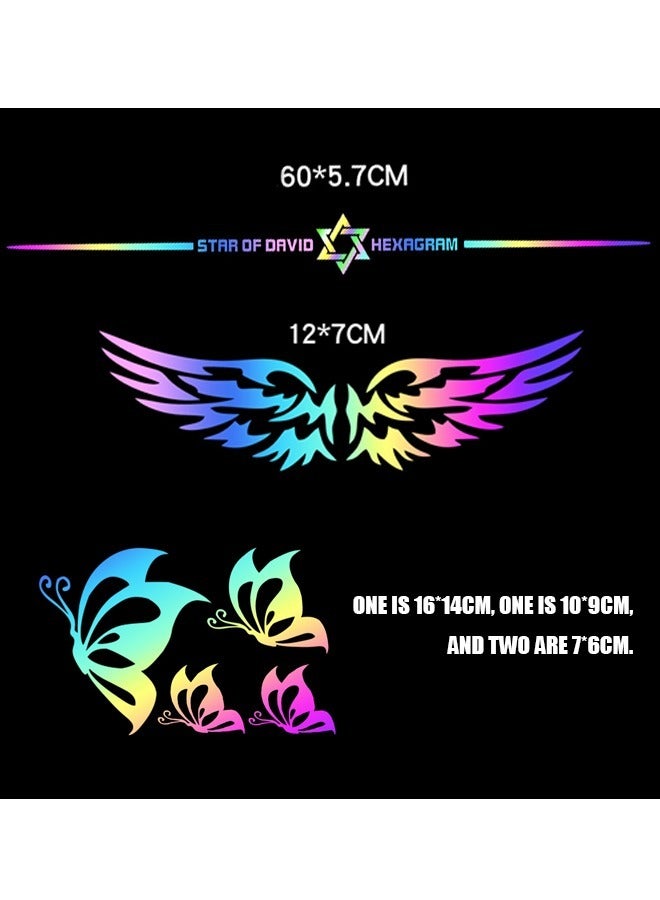 3 Sheets Flame Reflective Stickers for Car, Colorful Laser Vinyl Waterproof Decals, DIY Body Side Truck SUV Off Road Vehicles Skateboard (Colorful) - Image 2