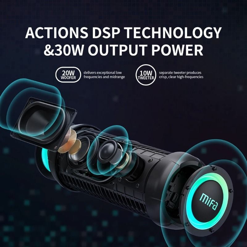 Mifa Wildrod Portable Wireless Bluetooth Speaker Outdoor Camping Speaker Bluetooth 5.3 Ip67 Waterproof + Card, Black - Image 3
