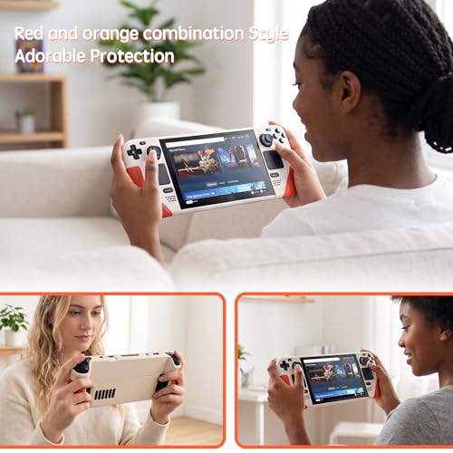 UYIYE Kickstand Case for Steam Deck,Soft Leather Handle Protective, Anti-Slip Shockproof Heat Dissipation,Protective and Reliable Accessory with Stand Function for Steam Deck OLED & LCD Beige/Orange - Image 3