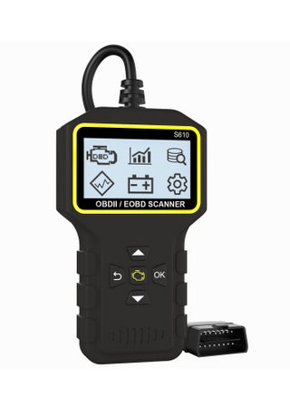 قارئ رموز أعطال السيارات والدراجات النارية S610 OBD II ماسح ضوئي، قارئ رموز أعطال محرك السيارة، قراءة ومسح رموز الأخطاء لجميع المركبات التي تستخدم بروتوكول OBD2 (أسود) - pzsku/ZBC8695F483A084F3F6E7Z/45/1742298118/0391b062-c250-4b0a-8722-a43edd6d1666