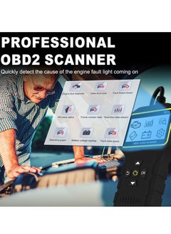 جيرزون قارئ رموز أعطال السيارات والدراجات النارية S610 OBD II ماسح ضوئي، قارئ رموز أعطال محرك السيارة، قراءة ومسح رموز الأخطاء لجميع المركبات التي تستخدم بروتوكول OBD2 (أسود)  - Image 5