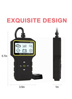 جيرزون قارئ رموز أعطال السيارات والدراجات النارية S610 OBD II ماسح ضوئي، قارئ رموز أعطال محرك السيارة، قراءة ومسح رموز الأخطاء لجميع المركبات التي تستخدم بروتوكول OBD2 (أسود)  - Image 2