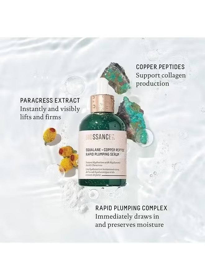 BIOSSANCE Squalane + Copper Peptide Rapid Plumping Serum, Powerfully Hydrating Face Serum that Instantly Plumps and Firms with Collagen Boosting Copper Peptides, 50ml / 1.69 fl oz - Image 3