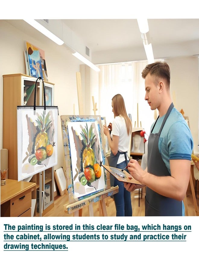 GREBSTK 2 Piece Large Posters Art Portfolio Bag 28 x 20 Inch Poster Storage Bag Board Holder with Handle and Zipper Organizer Transparent Bag for Posters, Poster Board, Painting, Bulletin Boards - Image 5