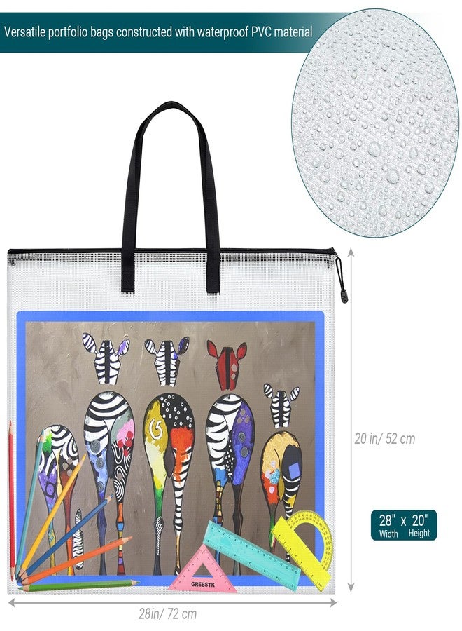 GREBSTK 2 Piece Large Posters Art Portfolio Bag 28 x 20 Inch Poster Storage Bag Board Holder with Handle and Zipper Organizer Transparent Bag for Posters, Poster Board, Painting, Bulletin Boards - Image 2