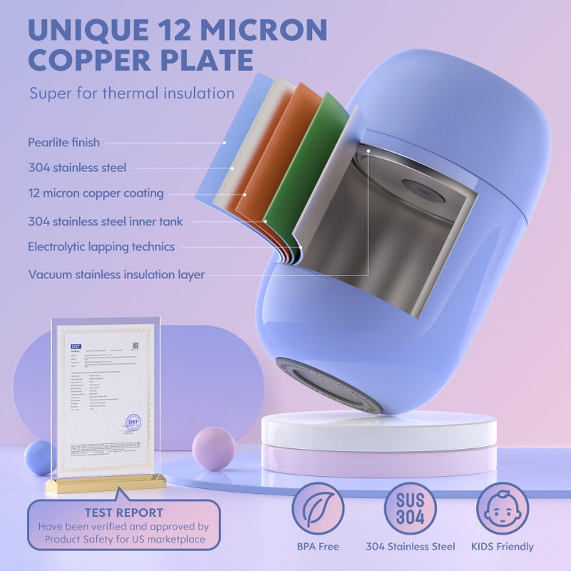 DaCool Food Thermo for Hot Food Stainless Vacuum Insulated Food Jar 16 Ounce Lunch Thermo for Hot Food Insulated Lunch Container Bneto for Cold Food for School Work Picnic Outdoors, Macaron-Purple - Image 3