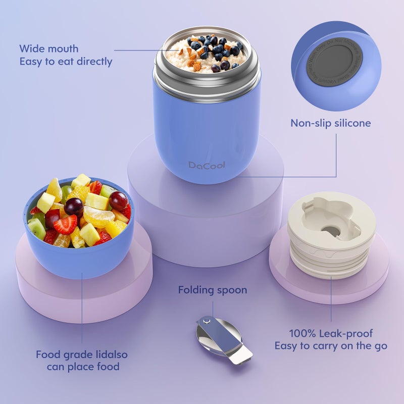 DaCool Food Thermo for Hot Food Stainless Vacuum Insulated Food Jar 16 Ounce Lunch Thermo for Hot Food Insulated Lunch Container Bneto for Cold Food for School Work Picnic Outdoors, Macaron-Purple - Image 5