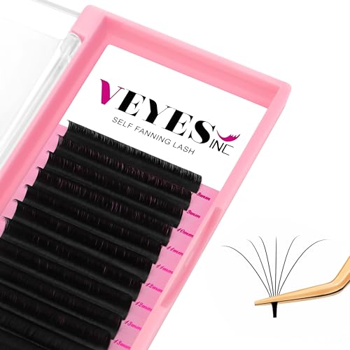 VEYES INC Easy Fan Volume Lash Extensions 03 05 07 JBLCCCDDD Curl 825mm Mixed Single Length Tray Matte Black Self Fanning Eyelashes Professional Supplies for Lash Techs 003 D 10mm - Image 2