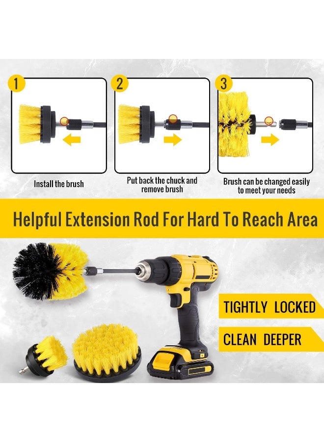 Biella 6Pcs Drill Brush Attachment Set -Drill Brush Cleaning Brushes Set Power Scrubber Brush For Cleaning With Extend Attachment Drilling Brushes For Grout, Floor, Tub, Tile, Shower, Kitchen Etc  - Image 3
