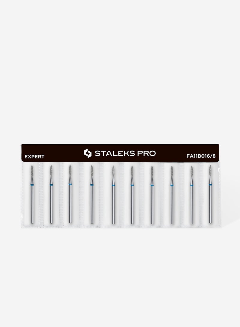 STALEKS PRO Diamond nail drill bit pointed flame blue EXPERT head diameter 1,6 mm / working part 8 mm - Image 3