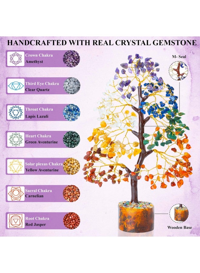HindCraft Seven Chakra Crystal Tree Good Luck Showpiece for Home Decor Items Crystals Gemstones Bonsai Money Tree for Good Luck, Decoration Gift Item, Multicolor Golden Wire-8-10 Inches-200 Beads - Image 3