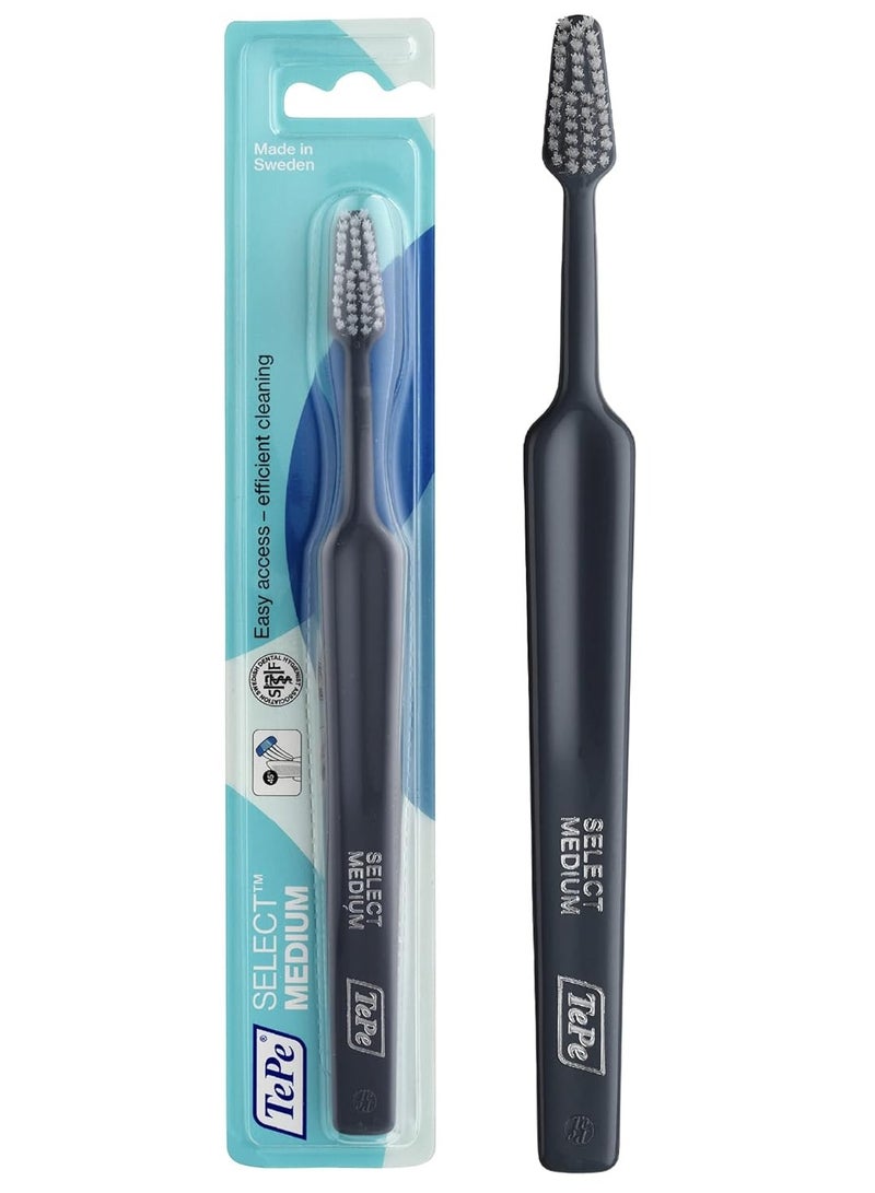 تيبي فرشاة أسنان تيبي سيلكت ميديام، فرشاة أسنان بشعيرات متوسطة للكبار مع رأس مدبب ورقبة زاوية، عبوة من 1 قطعة. - Image 1