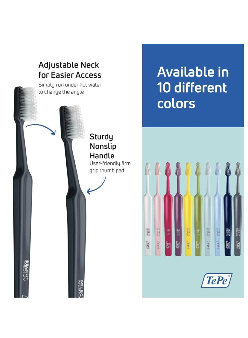 تيبي فرشاة أسنان تيبي سيلكت ميديام، فرشاة أسنان بشعيرات متوسطة للكبار مع رأس مدبب ورقبة زاوية، عبوة من 1 قطعة. - Image 4