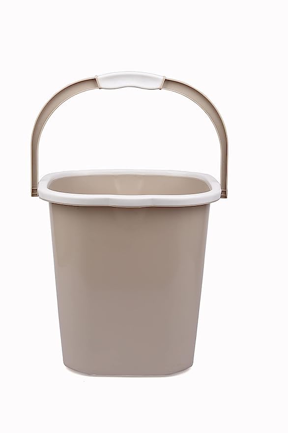 AIR O MATIC AIR O MATIC Plastic Double Moulded Unbreakable Square Bucket 5L Ivory Brown 